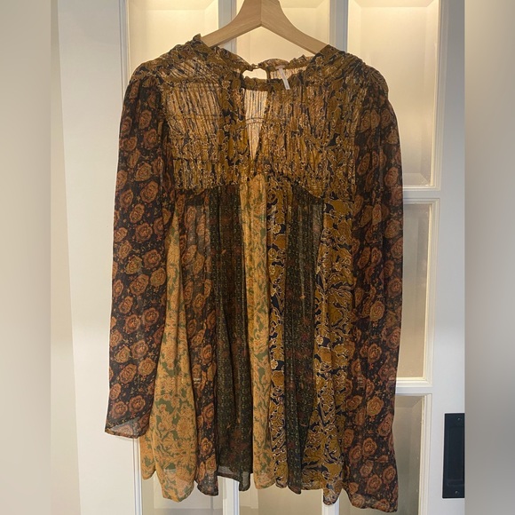 Free People Merrie Mix Print Tunic Top size XS - Picture 4 of 7